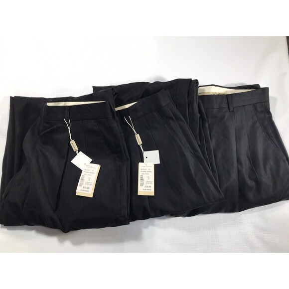 3 Pair Pronto Uomo Men's Suit Dress Pants Size 34 2 NWT Black 1 Grey Wool - Picture 1 of 14